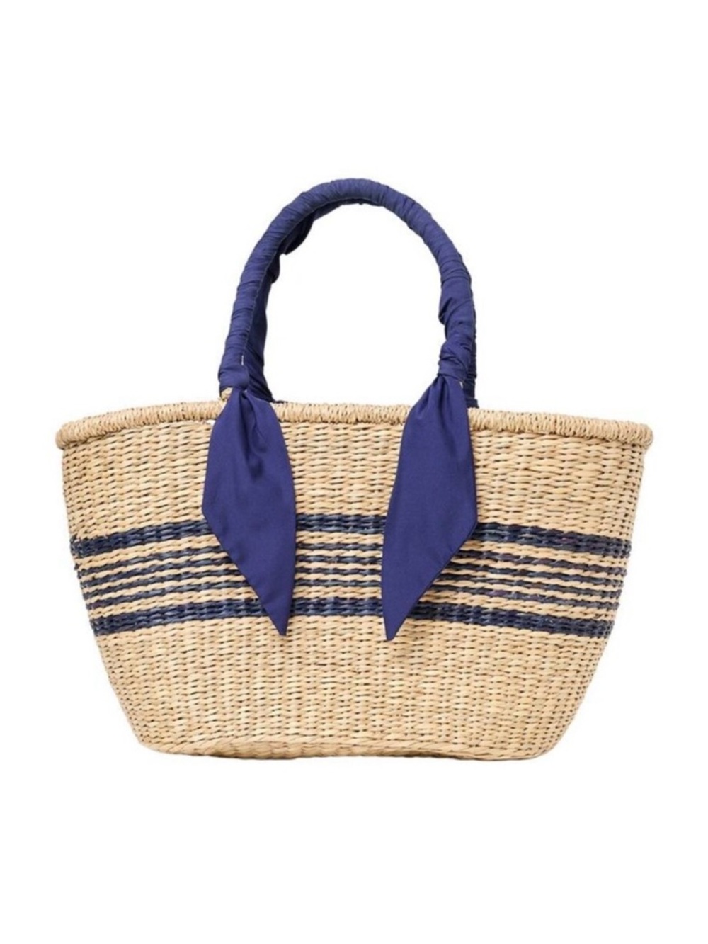 J. McLaughlin Straw Tote Bag with Navy Accent